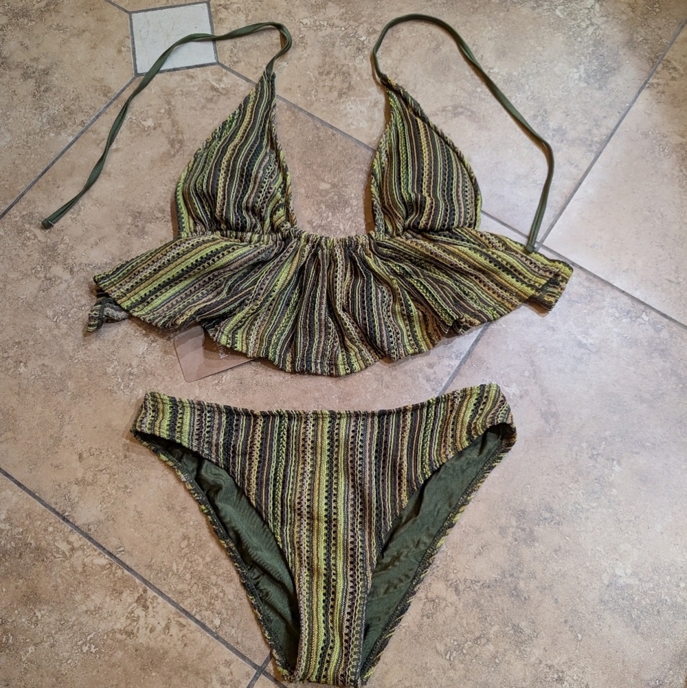 Samiol / NWT / Large / green textured Tankini Set